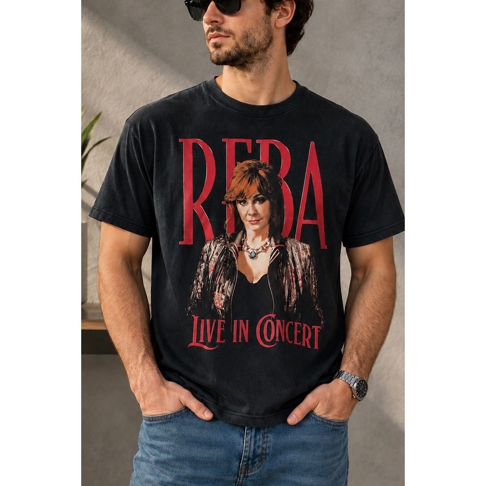 Reba McEntire Live In Concert Graphic T-Shirt Black Men's Medium Country Tee